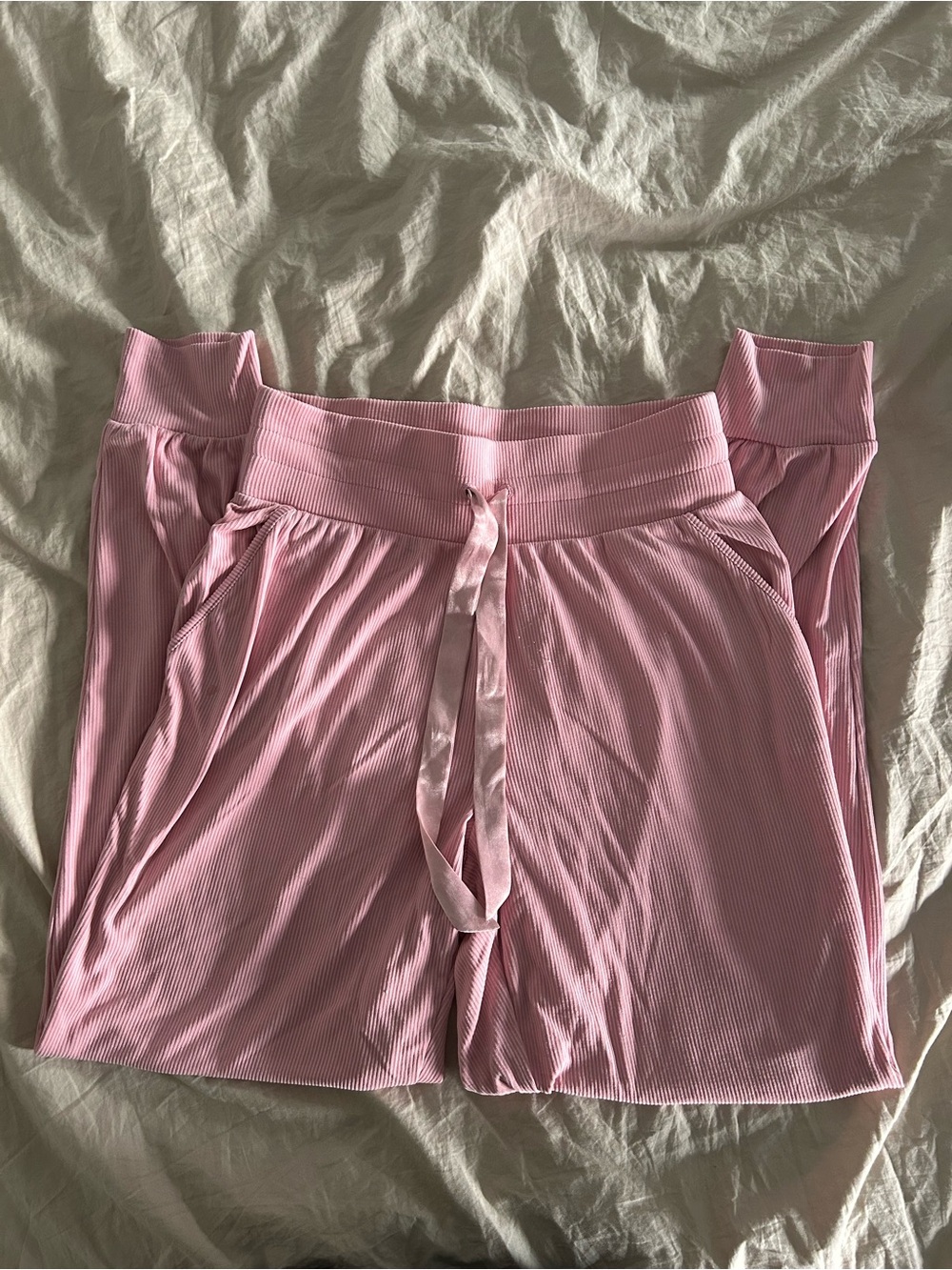 Victoria's Secret Pink Ribbed Lounge Pants with Drawstring